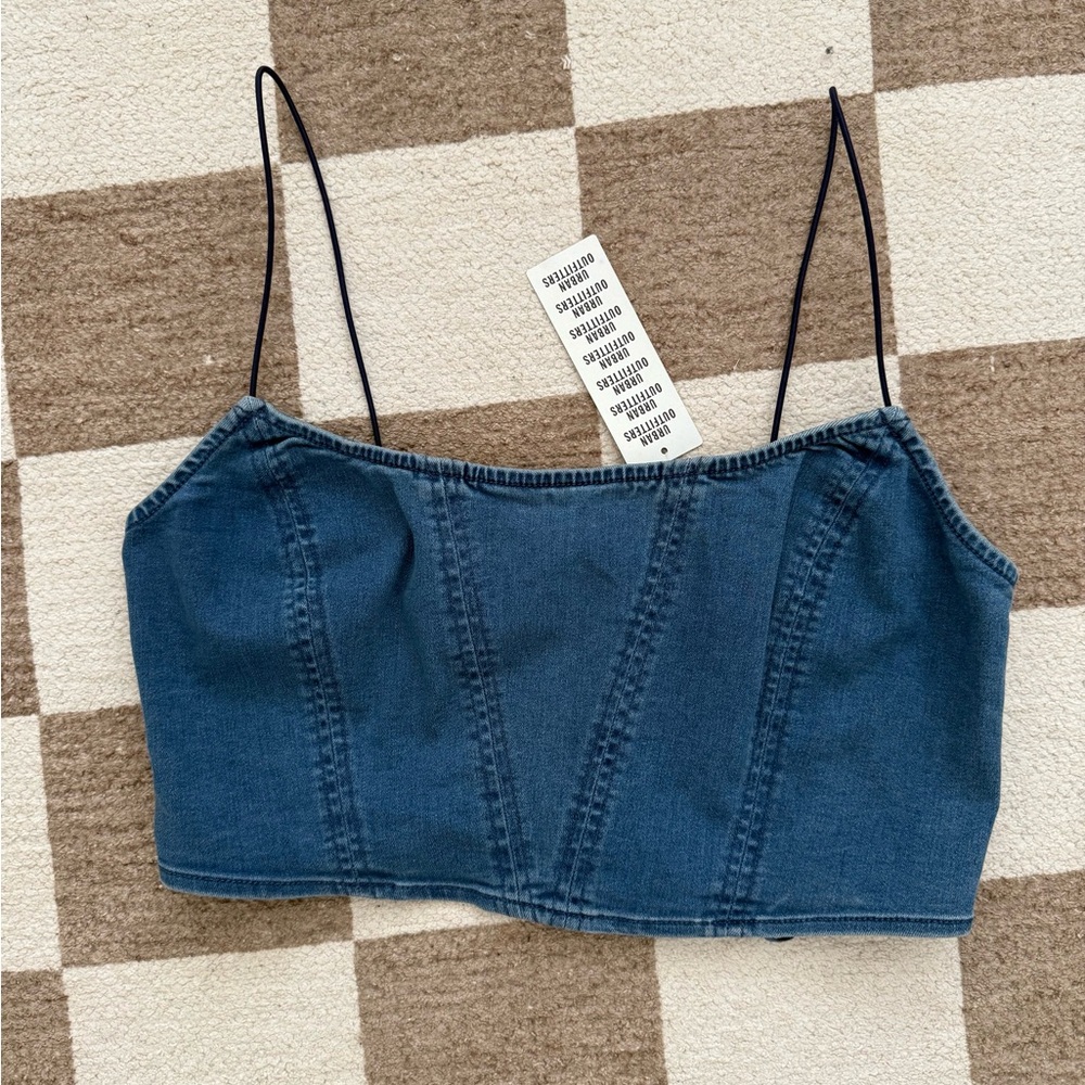 NWT Outfitters Blue Denim Crop Top size M
